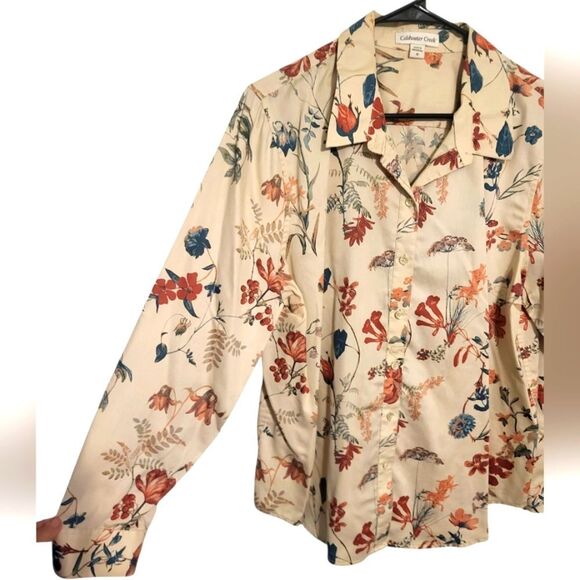 Coldwater Creek Wildflower Button Up Long Sleeve Cotton Blouse, Plus Size 18 - Picture 3 of 7